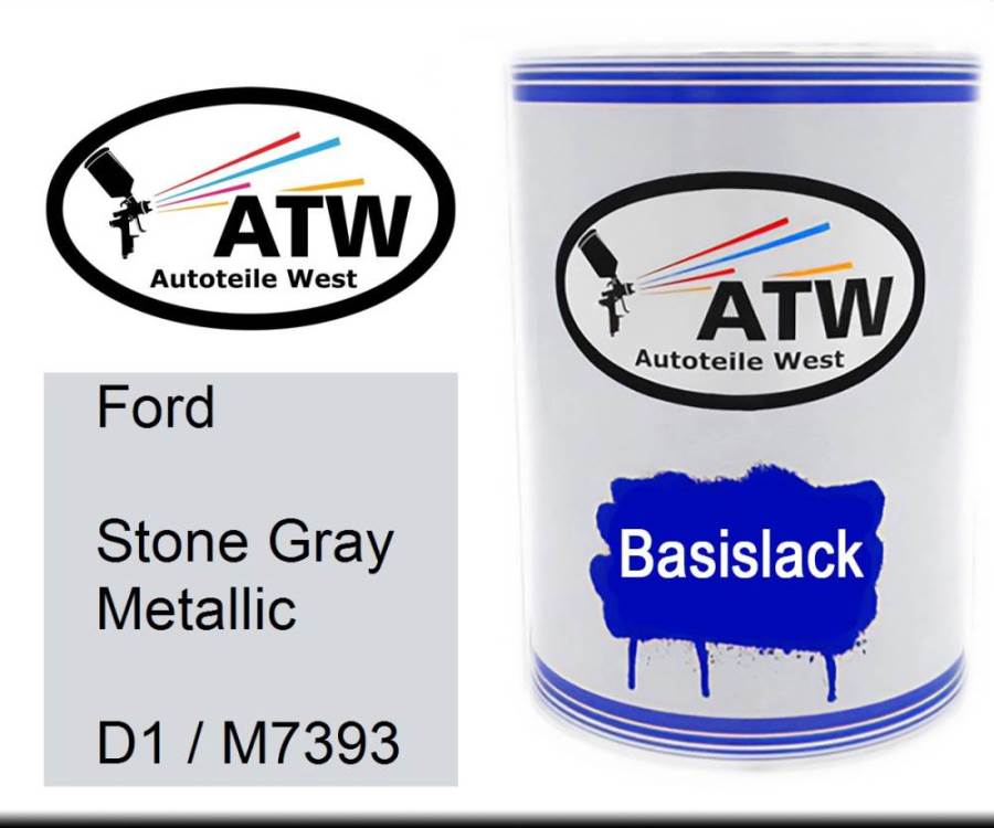 Ford, Stone Gray Metallic, D1 / M7393: 500ml Lackdose, von ATW Autoteile West.